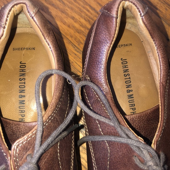 Johnston & Murphy Shoes Mens Size 10.5 Brown Sheepskin Lace Up Oxfords 59-10186 - Picture 4 of 9